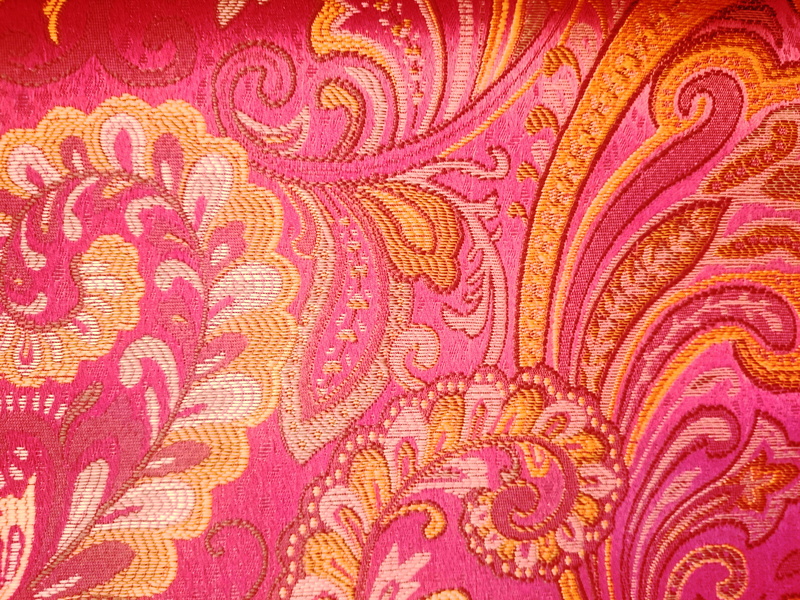 close-up, beautiful, retro styled, ornate, decorative, fabric, background, rag, bright, flowers, indoors, luxury, pattern, pink color, design, knitted wear