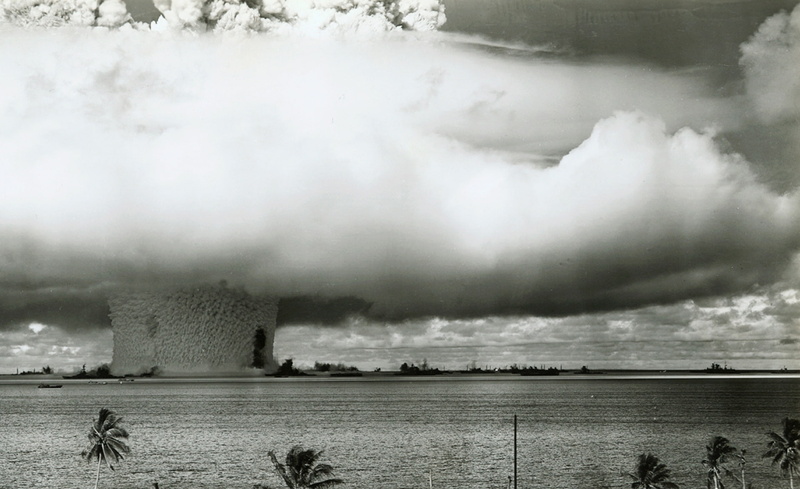 Atomic, grayscale, power, beauty in nature, environment, Army, warning sign, covered, photo, people, smoke - physical structure, water, outdoors, land