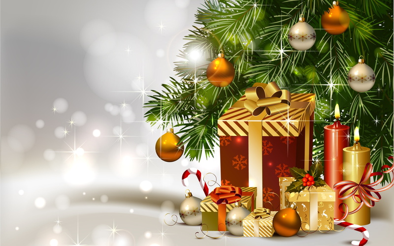 presents, tree, candle, gift, pillar, gifts, 2K, christmas gifts, christmas