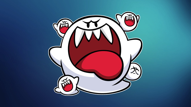 blue, ghosts, Boo (Mario), 1080P, Nintendo, gradient