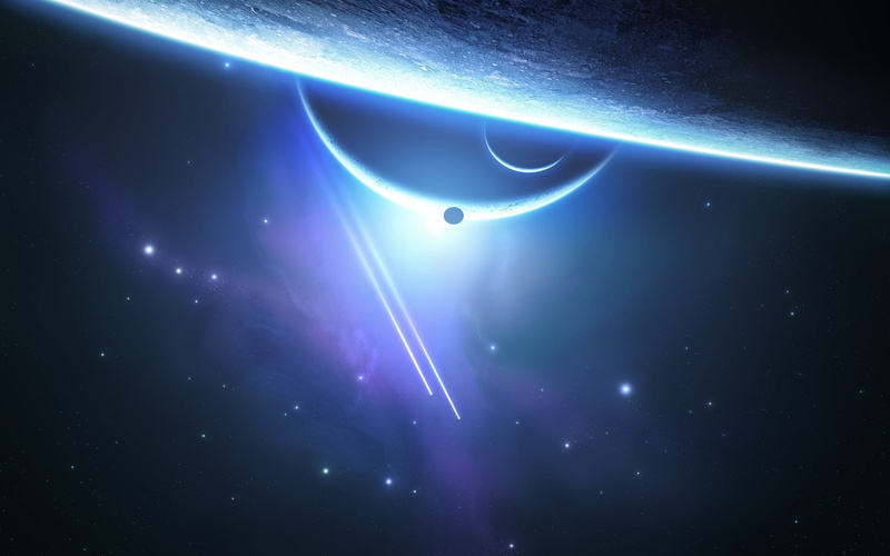 supernova, fantasy, star Shape, lens Flare, bright, futuristic, illustration, science, planets, space art, light - Natural Phenomenon, blue