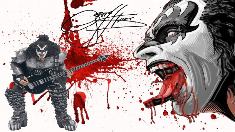 violence, Band (Music), indoors, 720P, art and craft, Gene Simmons, messy, high angle view, no people, creativity, splattered, standing, fear, aggression