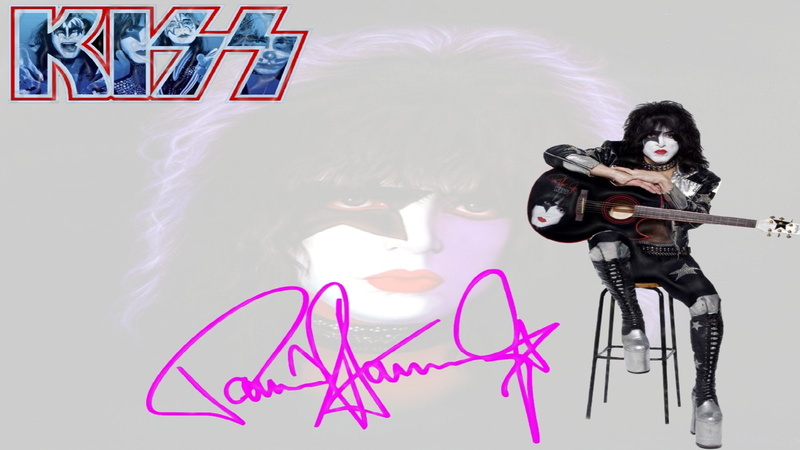 KISS (Band), glasses, studio shot, long hair, KISS, indoors, multi colored, art and craft, digital composite, 720P, no people, Paul Stanley, hairstyle
