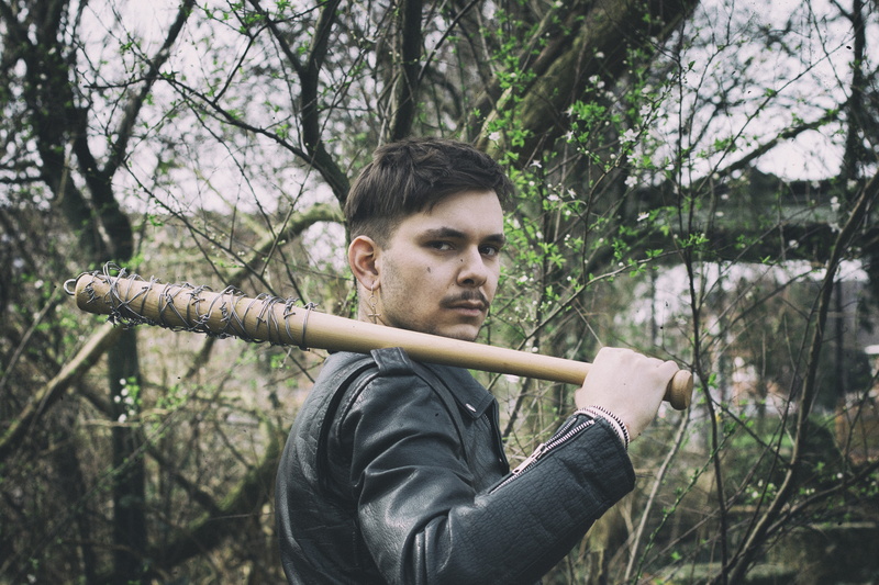 trees, handsome, plant, men, baseball bat, jacket, casual clothing, lifestyles, portrait, contemplation, batr, standing, waist up, leather jacket, mikailduran
