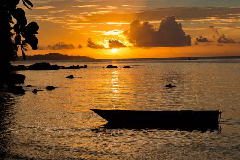 orange color, sky, nautical vessel, indonesia, tranquility, horizon over water, no people, nature, rowboat, seascape, beauty in nature, ocean, 4K, silhouette