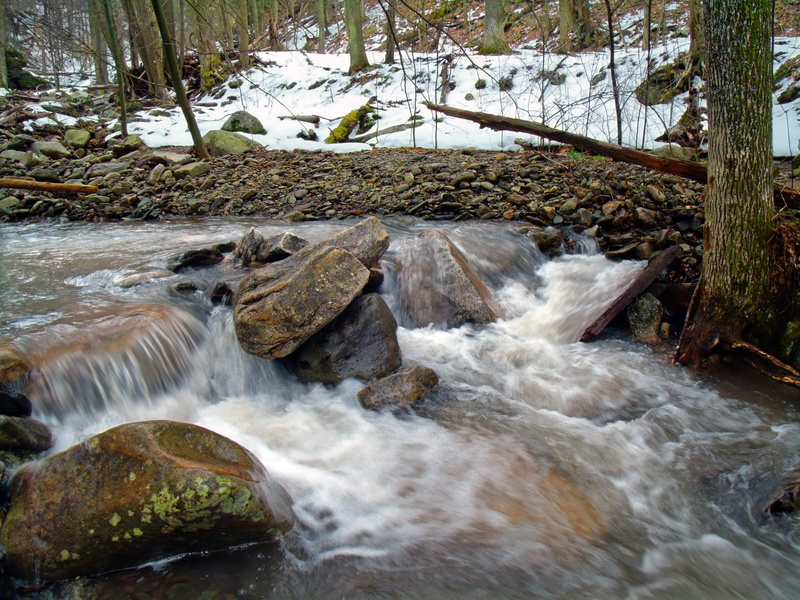 Wyoming County, ravine, rock - Object, flowing Water, daylight, creek, hiking, waterfall, river, weather, forest, 4K, snow, stream, winter, State Game Lands