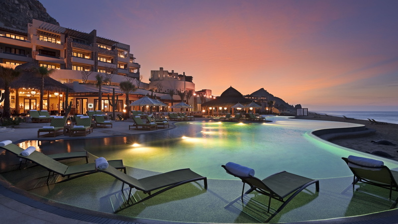 pool, sunset, 4K, Hotel, travel, booking, sunbed, Cabo San Lucas, vacation, Resort, sunrise, Mexico, light