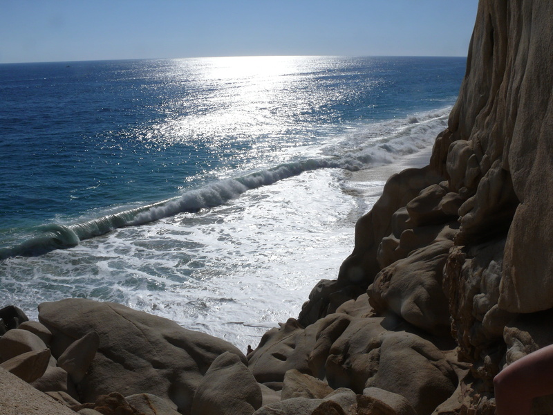 2K, scenics - nature, no people, land, tranquility, wave, Rocks, solid, sunlight, sunset, horizon over water, sky, horizon, beauty in nature, the sun