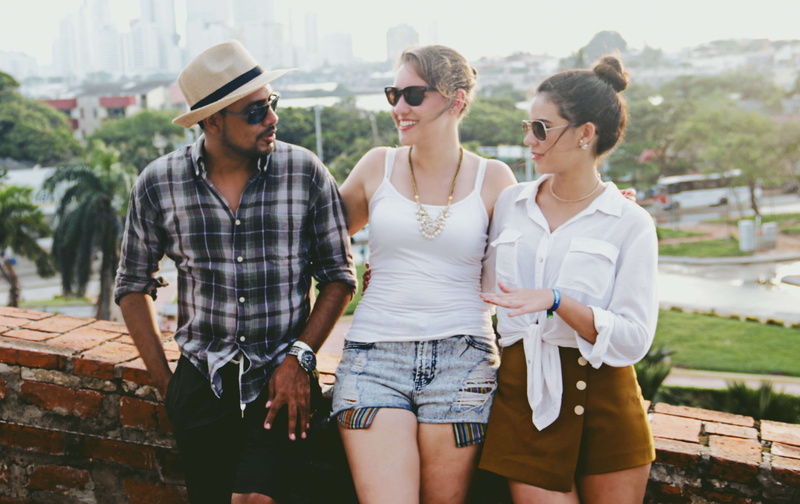 friendly, young women, colombia, real people, 4K, shorts, adult, casual clothing, laugh, hairstyle, front view, leisure activity, sunglasses, laughing