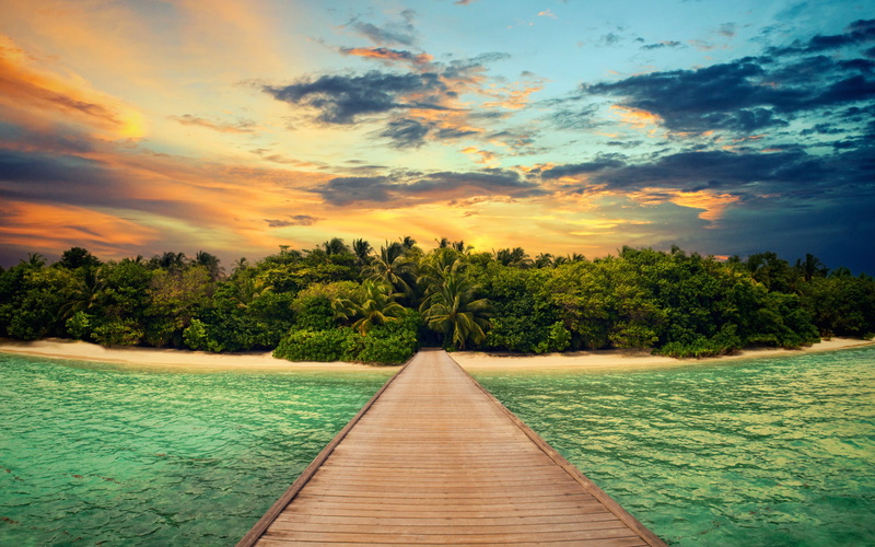 landscape, 2K, sea, scenery, dock, s, brown, Nature, wooden