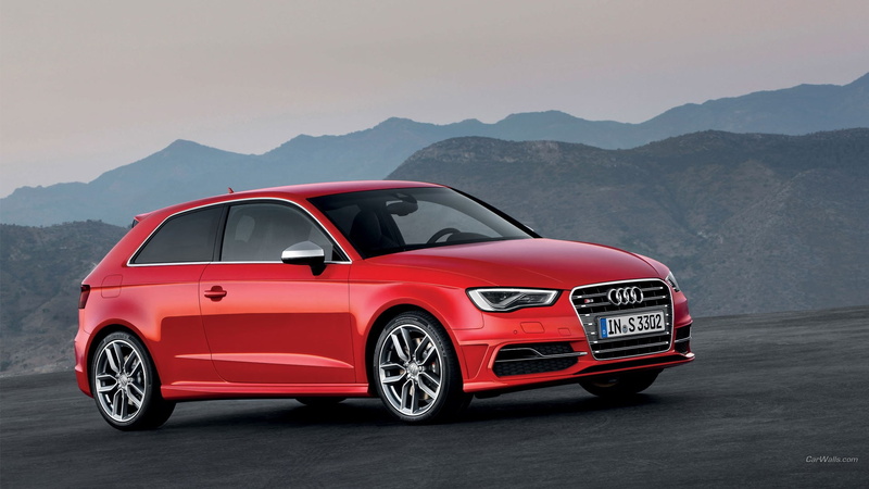 copy space, transportation, mountain range, beauty in nature, mode of transportation, red, car, motor vehicle, day, 1080P, sky, stationary, Audi S3, nature