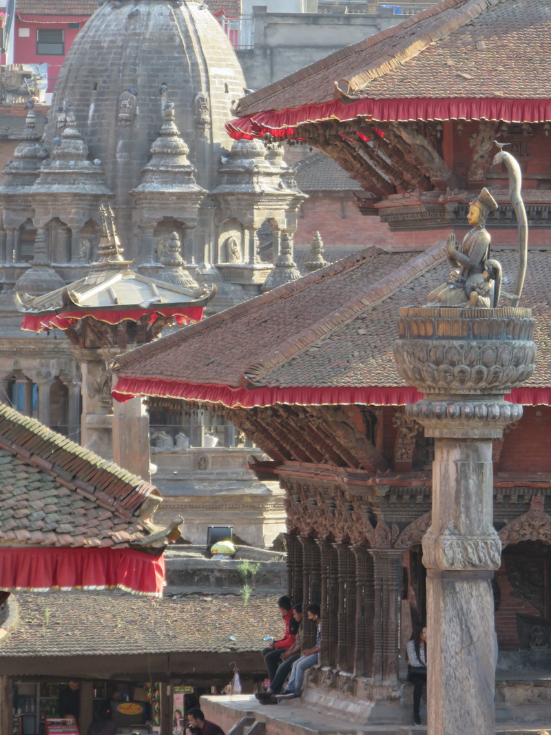 art and craft, architectural column, incidental people, roof, asia, history, pagoda, patan, belief, human representation, building exterior, temple, Durbar