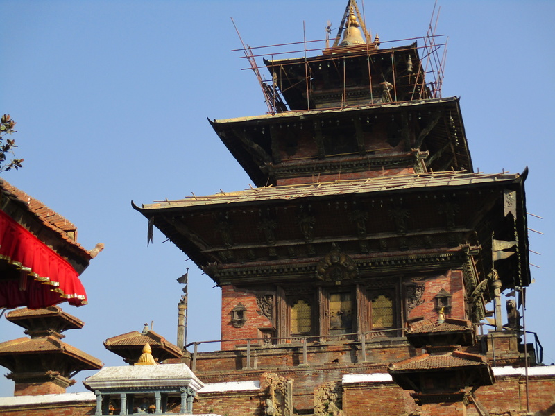 nepal, building exterior, kathmandu, monument, built structure, taleju, landmark, travel destinations, outdoors, nature, low angle view, ancient, 5K, religion