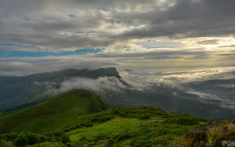 5K, land, environment, mountain range, plant, clouds, above, fog, western ghats, tranquility, tranquil scene, landscape, scenics - nature, outdoors, non-urban scene