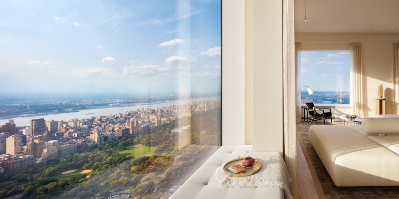 bed, river, Skycrapers, 1080P, window, city, food, Plates, Bedroom