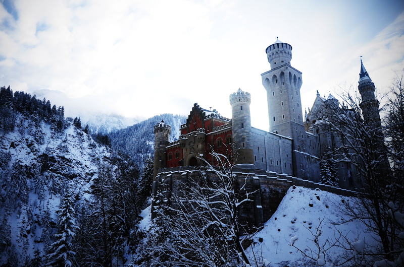 4K, mountain, old, castle, europe, building exterior, nature, medieval, Bayern, religion, forest, famous Place, architecture, plant, frozen, cultures
