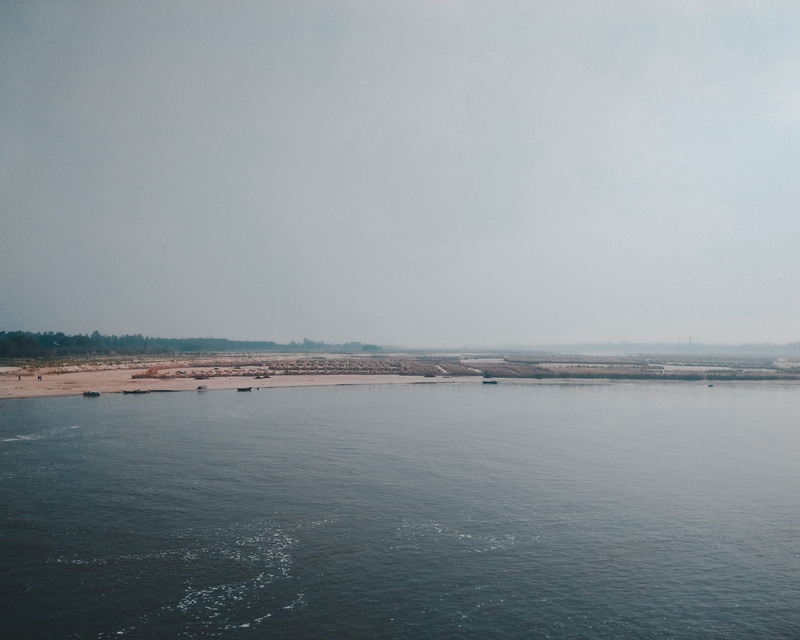non-urban scene, beach, 4K, kanpur, tranquil scene, water, sea, building, ganga, copy space, idyllic, river, scenics - nature, nature, sky, waterfront