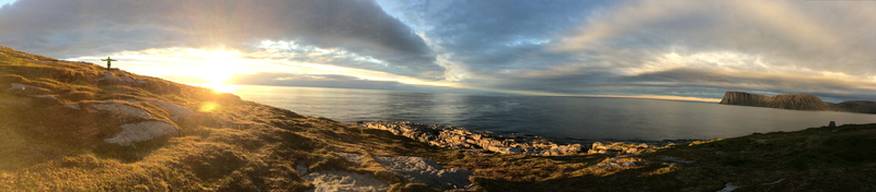 north cape, rock, tranquil scene, panorama, lens flare, 8K, cloud - sky, sun, north, sea, polarday, beauty in nature, nature, no people, northcape, norge