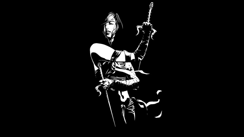 bw, 1080P, black, hd, drawing, cartoon/comic, elektra