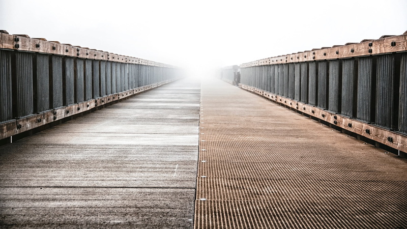 railing, bridge - man made structure, wood - material, footpath, built structure, transportation, day, direction, nature, footbridge, copy space, no people
