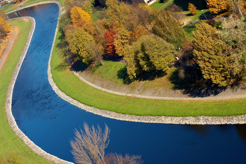 Ostrava, scenics - nature, green Color, idyllic, tree, beauty In Nature, day, swimming pool, high angle view, no People, overhead, landscaped, Czech Republic