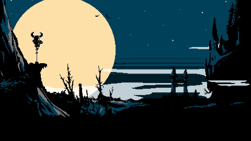 digital art pixel art pixelated pixels nature landscape shovel knight video games night moon hills stars branch 8 bit retro games, 1080P