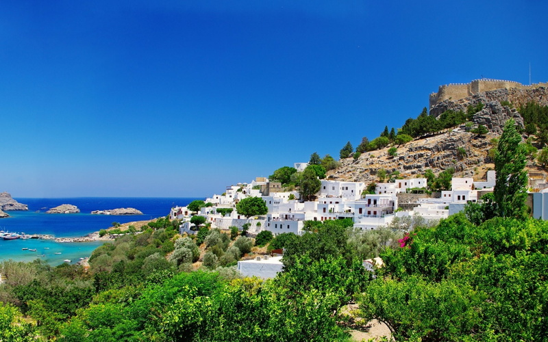 Towns, 1080P, Rhodes, Town, Greece, Seashore