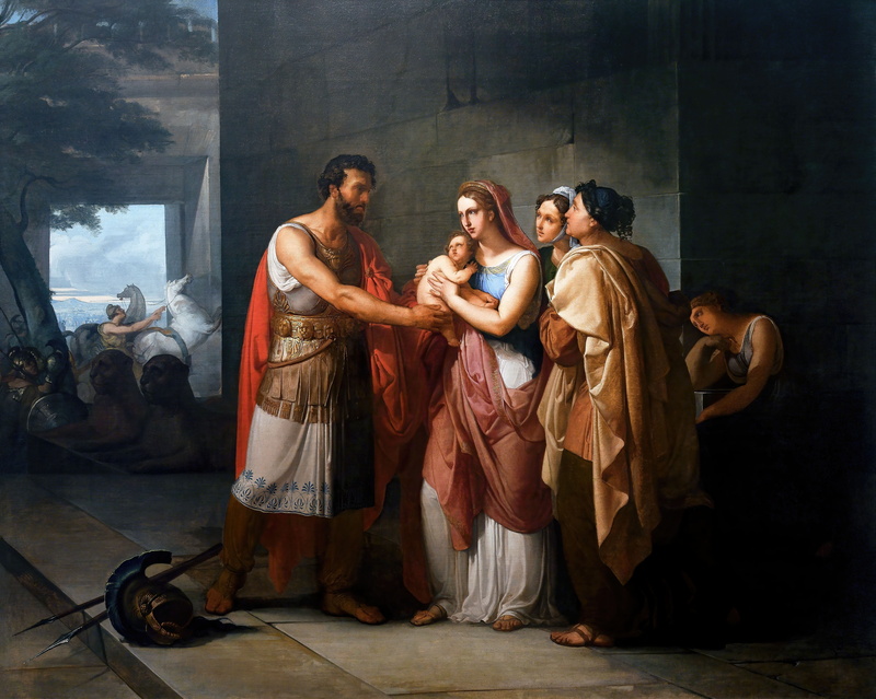 Francesco Hayez, ancient greek, classic art, Greek, 4K, painting, Hector greets Andromaca and Astyanax, ancient greece