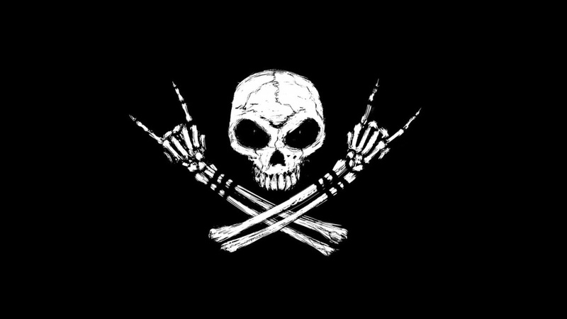 skull, Rock And Roll, 1080P, black background, Fingers, bones, Skull And Bones