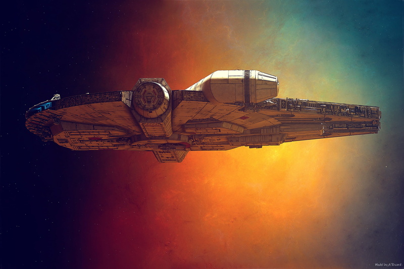 Star Wars, spaceship, science fiction, artwork, Star Wars Ships, 2K, Millennium Falcon