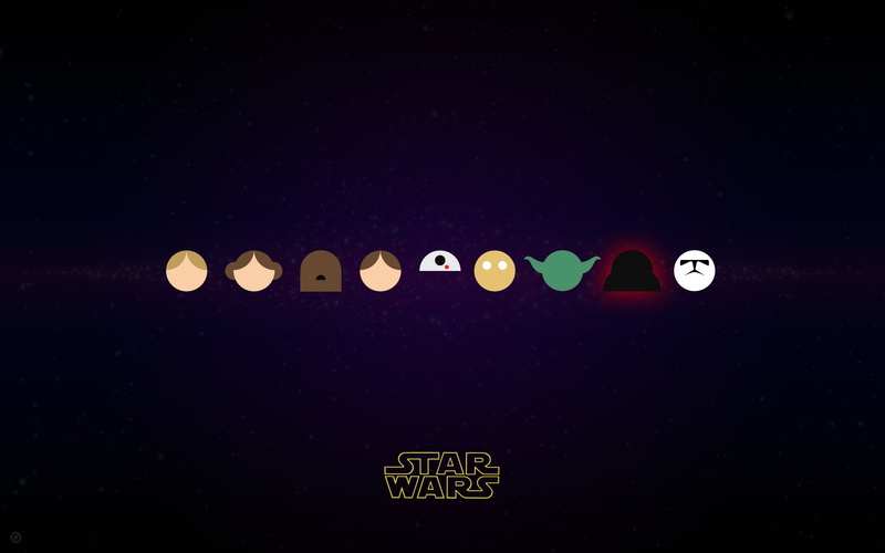 indoors, communication, night, studio shot, design, western script, choice, glowing, black background, close-up, no people, single word, star wars minimalism yoda han solo princess leia r2 d2 luke skywalker chewbacca c 3po darth vader stormtrooper