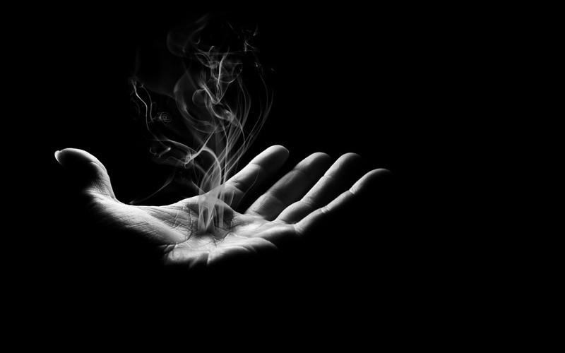 unrecognizable person, body part, indoors, copy space, smoke - physical structure, black background, personal perspective, hands, dark, studio shot, 720P