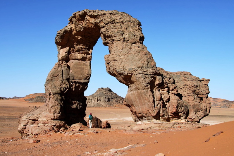 rock - object, ancient, tourism, arid climate, nature, sky, najjer, landscape, remote, mountain, desert, tassili, physical geography, arch, panoramic, scenic