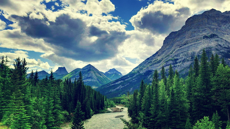 1080P, majestic, glacier, environment, tourism, scenics - nature, national, rocky, trees, mountain peak, beauty in nature, plant, park, formation, panorama