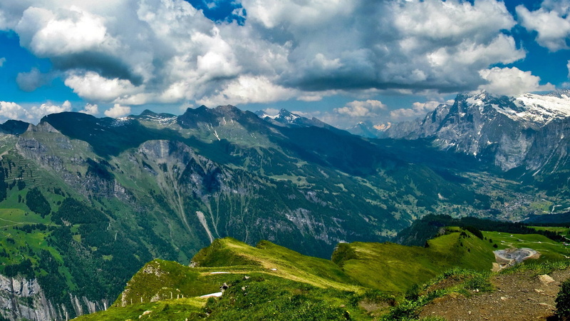 park, peak, 1080P, vacation, mountain, clouds, cloud, forest, mountains, mountain ridge, green color, nature, land, travel, non-urban scene, day, highland