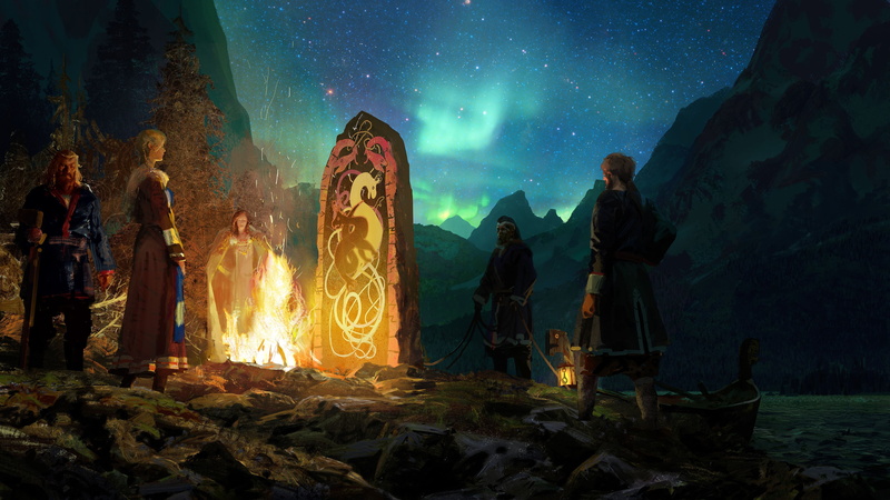 warriors, 4K, night, Crusader Kings 3, fiord, Crusader Kings III, art, women, boat, fire