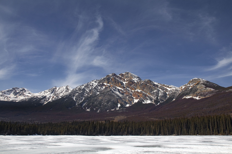 nature, scenics - nature, snowcapped mountain, pyramid island, jasper, formation, photography, winter, plant, no people, cloud - sky, cold temperature