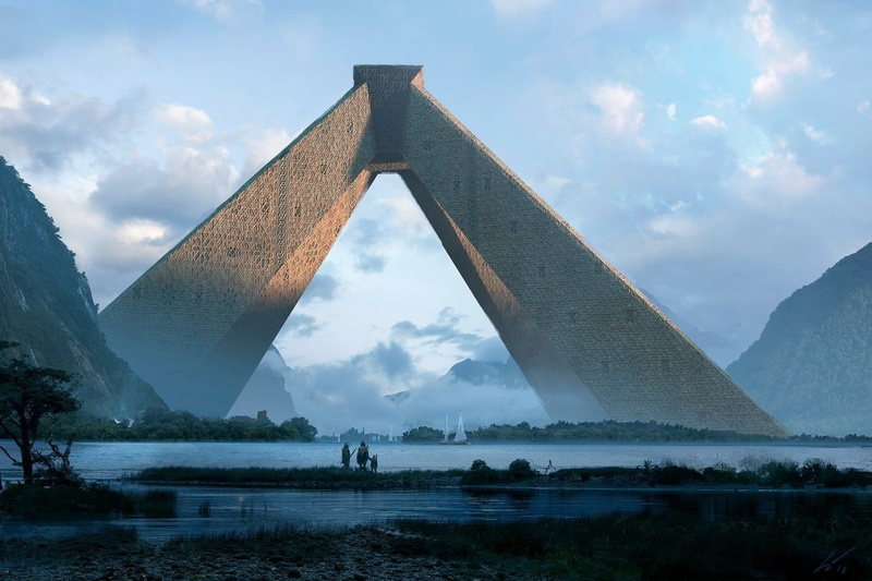 tourism, 1080P, lake, travel destinations, pyramid, reflection, nature, ancient civilization, sky, outdoors, cloud - sky, triangle shape, built structure