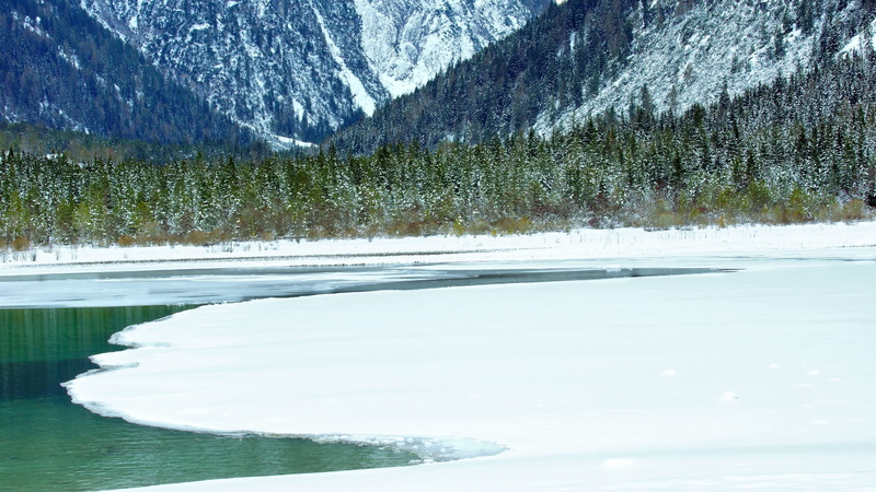snow, scenics - nature, mountain, glacier, nature, animal, tranquil scene, water, highway, winter, ice, scenery, idyllic, lake, non-urban scene, cold temperature