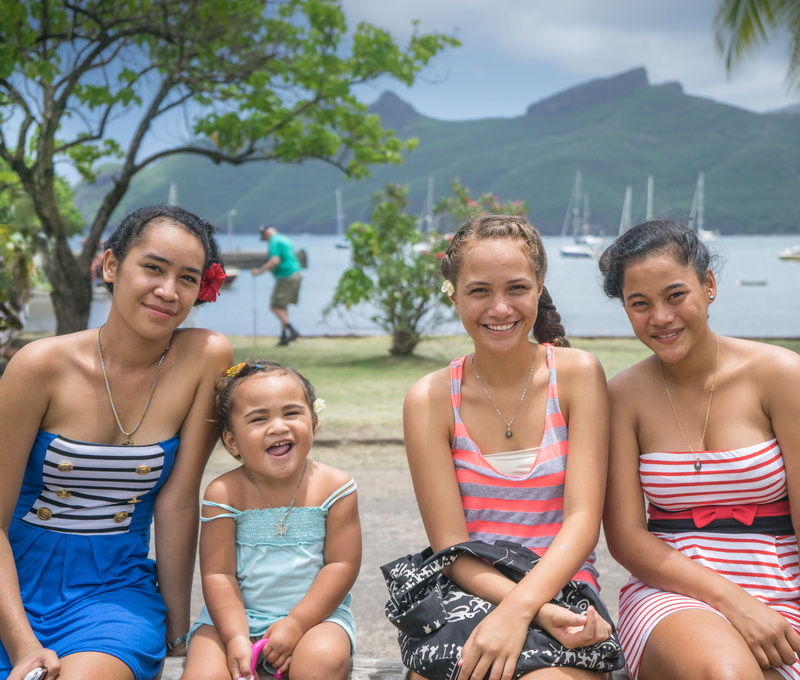 front view, family, young, vacation, sky, leisure activity, fun, pre-adolescent child, daughter, French Polynesia, girl, tropical, togetherness, travel