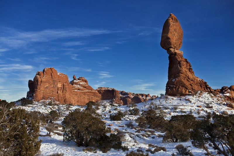 Earth, Snow, Winter, Nature, Desert, National Park, Landscape, Arches National Park, Utah, Rock, USA, Sandstone, 1080P