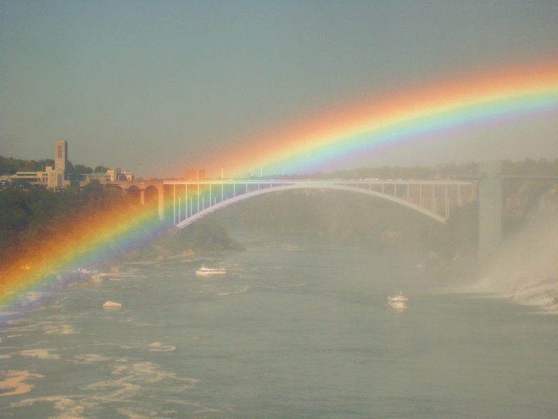 double rainbow, arch, outlook, tranquility, multi colored, tranquil scene, bridge, beauty in nature, idyllic, 2K, nature, niagara falls, scenics - nature