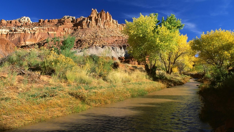 1920x1080, capitol reef, capitol, utah, mont, nature, reef, park, river, green, national, national park, trees, 1080P