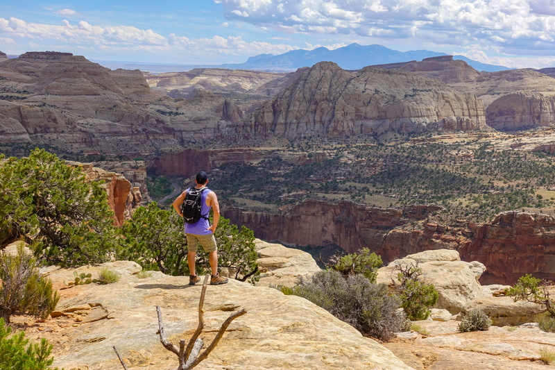capitol reef national park, rear view, activity, formation, full length, non-urban scene, scenics - nature, real people, outdoors, solid, mountain range