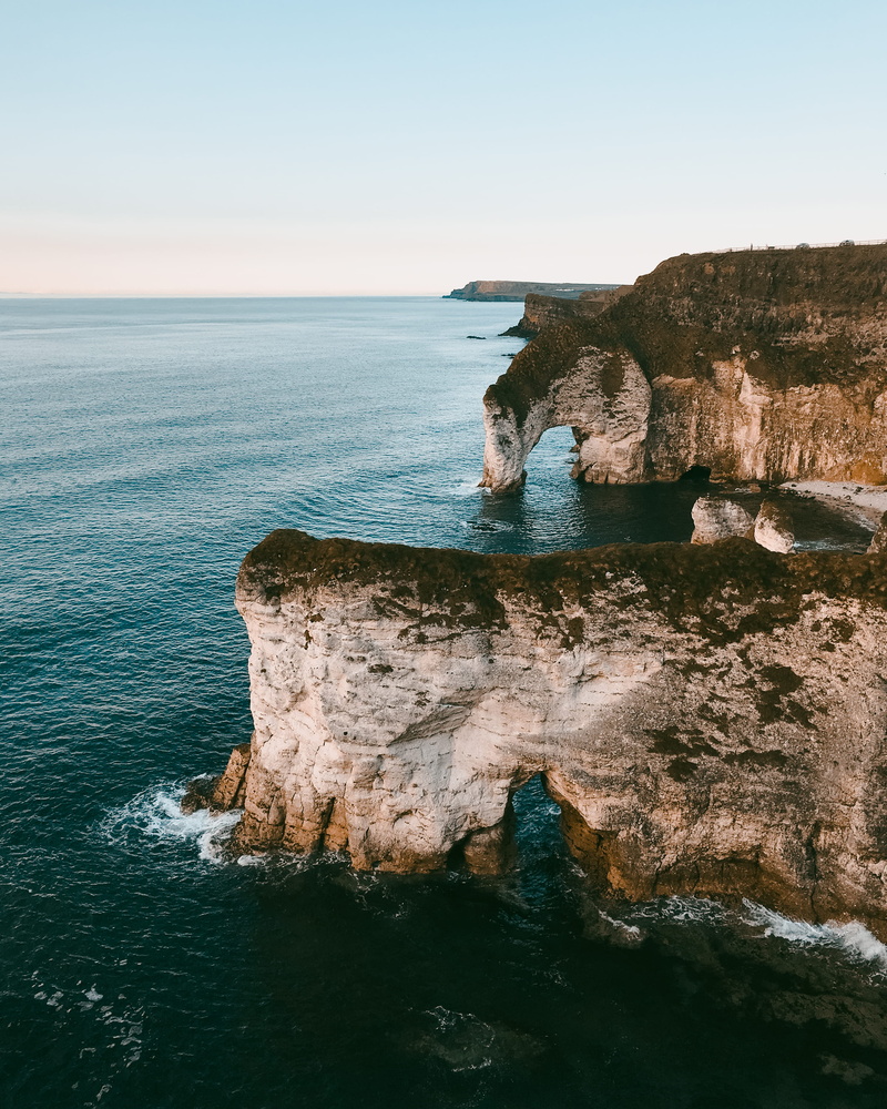 rock, spring, idyllic, stack rock, beach, nature, coast, sea, non-urban scene, scenics - nature, formation, wave, rock - object, aerial, double arch, beauty in nature