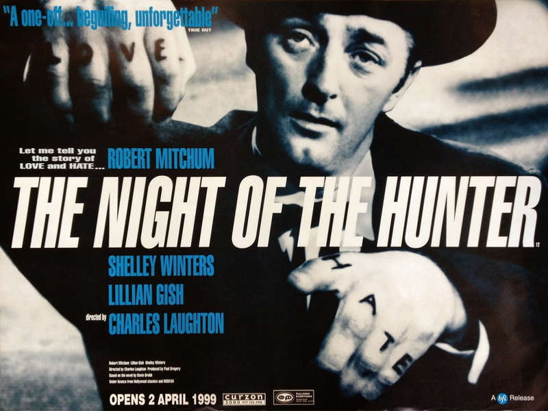 young men, Charles Laughton, close-up, looking at camera, movie poster, The Night of the Hunter, western script, studio shot, portrait, contemplation, communication