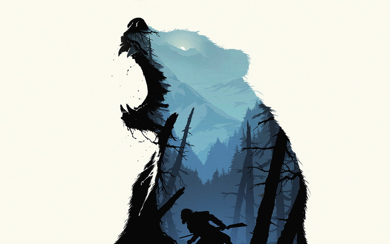 poster, winter, bear, real people, one person, clear sky, art, warm clothing, lifestyles, revenant, snow, nature, cold temperature, studio shot, dicaprio