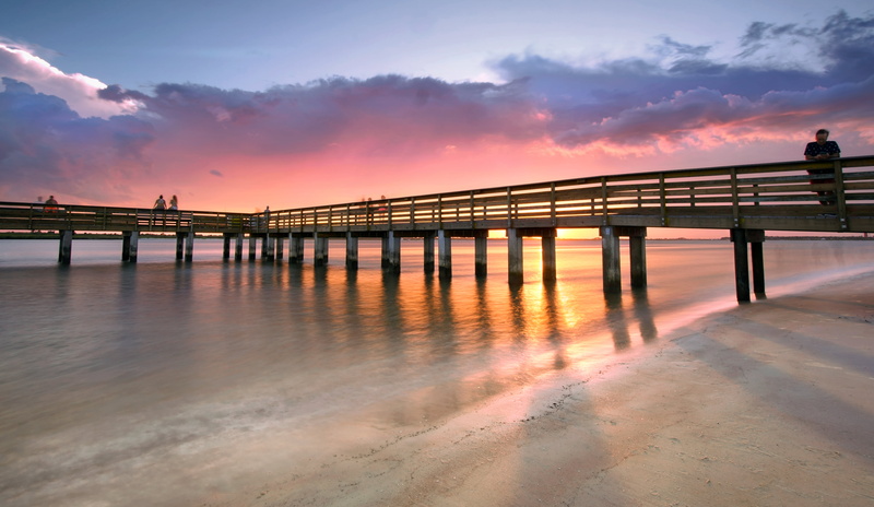 sea, nature, daytona  beach  news  journal, fishing, de  leon, intracoastal  waterway, smyrna, sunset, landscape, bridge, pier, halifax  river, dusk, ponce  inlet