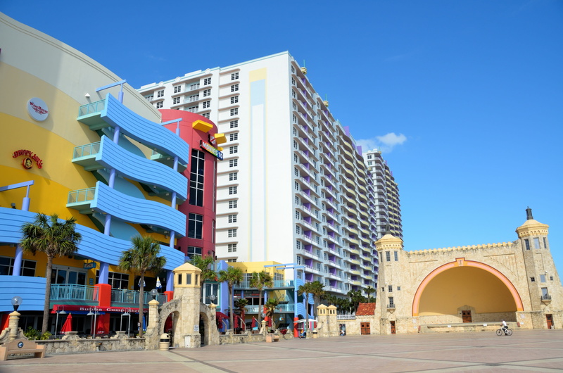 tourism, holiday, scenic, florida, atlantic, speedway, surf, city, incidental people, sea, landscape, travel, resort, usa, low angle view, 4K, hotels