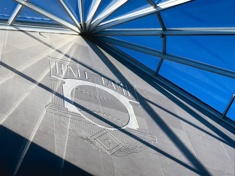 architecture, connection, sky, modern, nature, new  york, shape, blue, baseball, low angle view, metal, 4K, glass - material, building exterior, no people